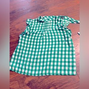 Liz Claiborne Checkerboard Country Dressy Tee with neck tie & buttons Large CUTE